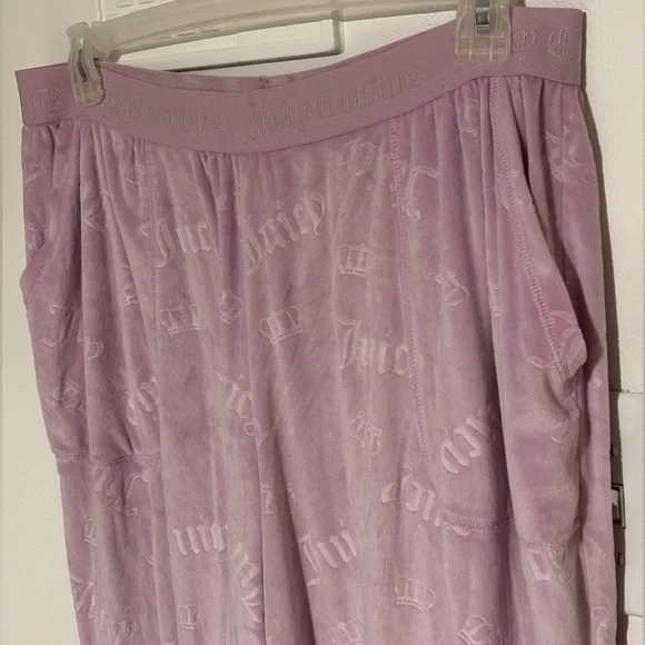 RARE XL Juicy Couture pink suit cropped hoodie joggers pajamas sweatsuit baggy - Picture 8 of 13